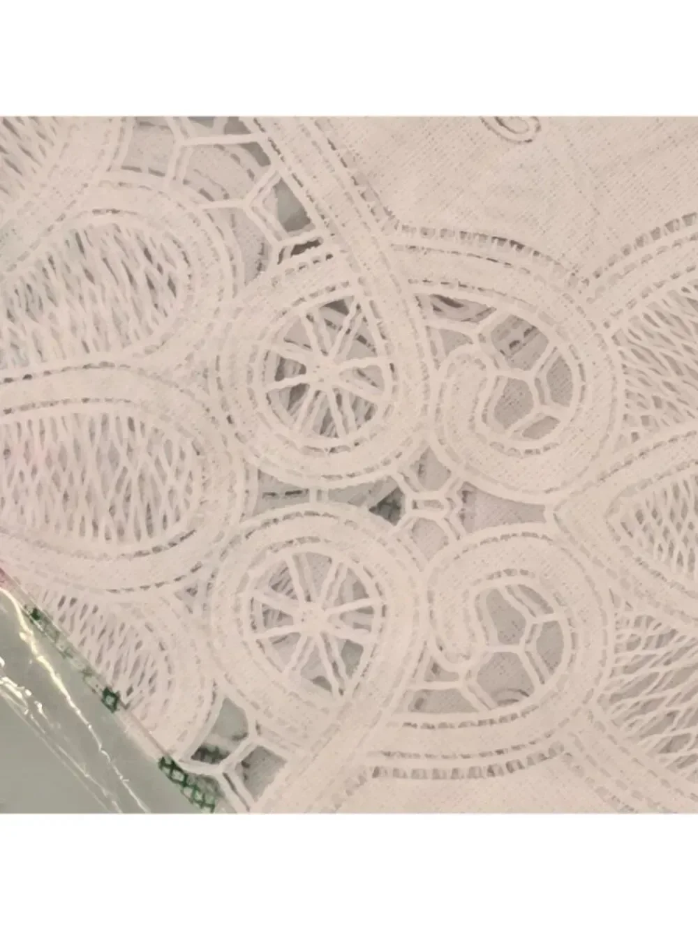 Vintage Cross-Stitch And Lace Design Vinyl Tablecloth 54” X 54”